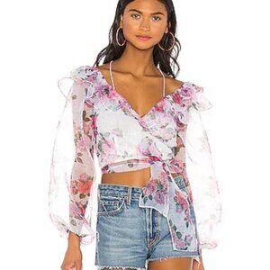 For Love & Lemons Ruffle Wrap Top